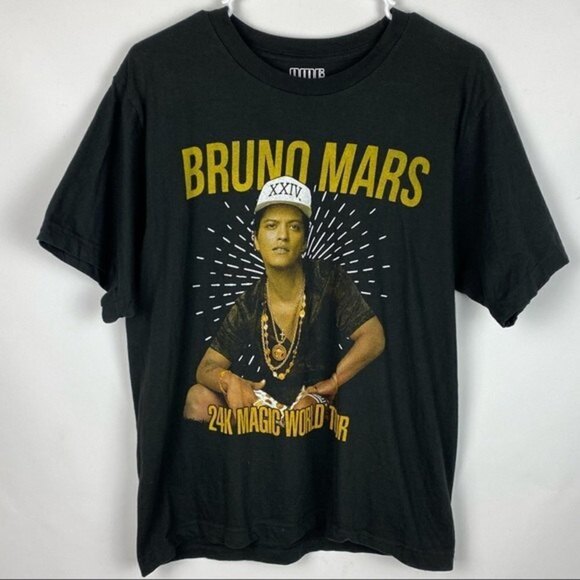Bruno Mars 24K Magic World Tour Black T-Shirt Size S - Picture 1 of 3